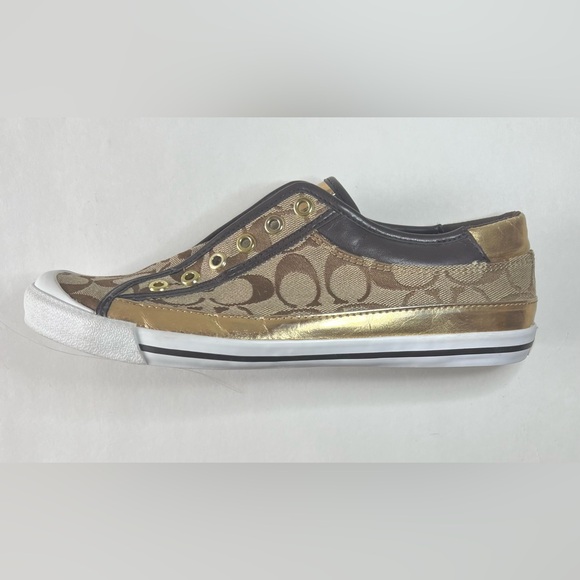 Coach Felix Women’s Slip On Sneakers Gold and Tan Size 10B - Picture 14 of 15